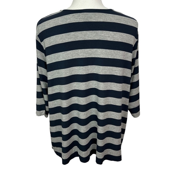 J. Jill Wearever Collection Women’s Pullover Top Sz XL Petite Gray/Blue Stripe - Picture 5 of 12